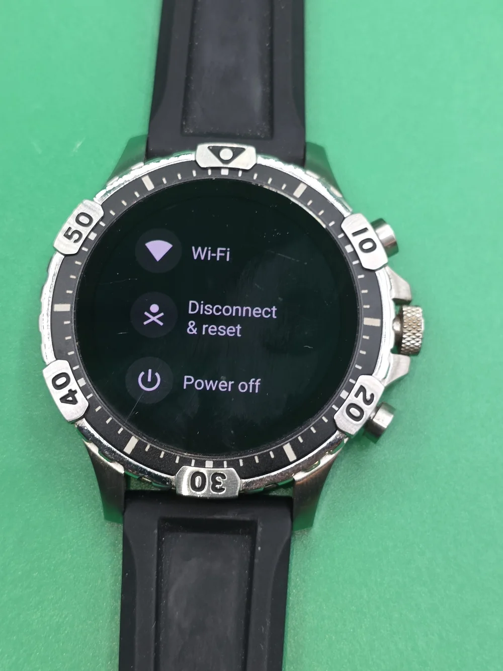 Fossil Gen 5 Garrett HR smartwatch with a black silicone strap